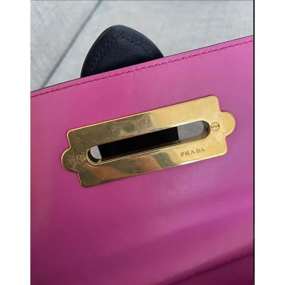 Prada City Calk Cahier Pink Black Leather Cross Body or Belt Bag + DUST BAG - Picture 6 of 14